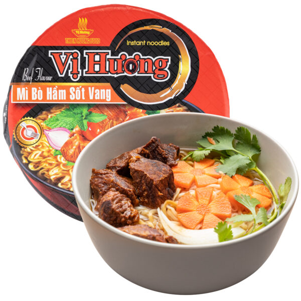 Vi Huong instant noodles bowl beef stew with wine sauce flavor